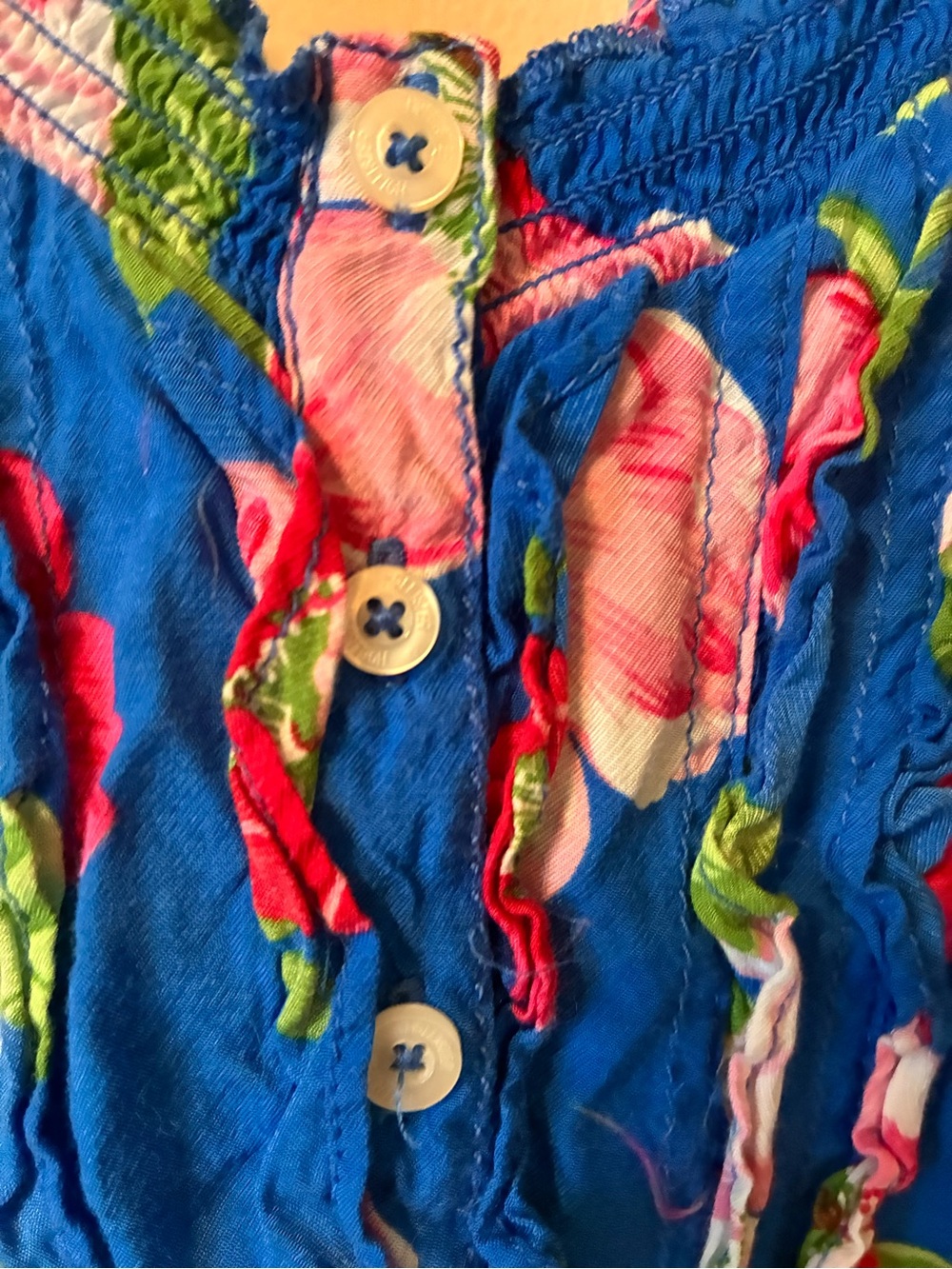 Hollister Blue Floral Mini Dress w/ Criss-Cross Back Straps Y2K Vacay Sundress M - Picture 4 of 10